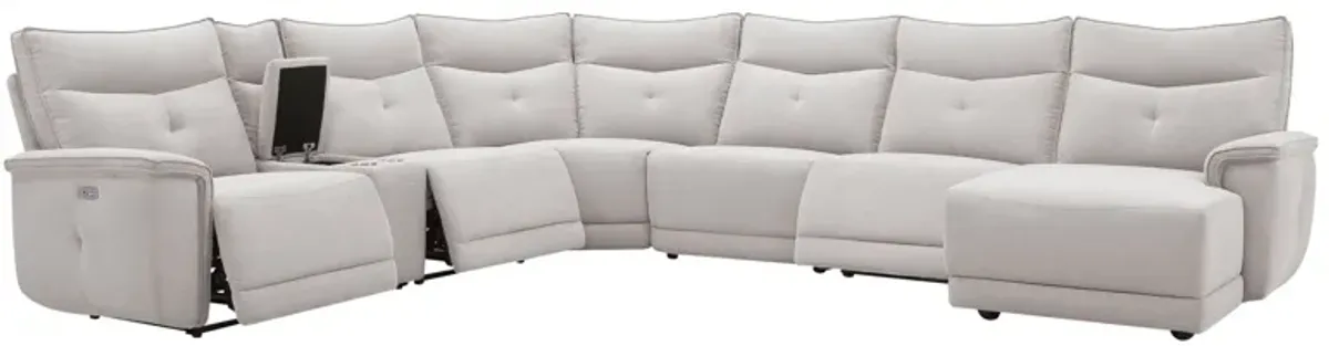 Graceland 7-pc. Sectional Sofa w/Power Headrests in Mist Gray by Bellanest