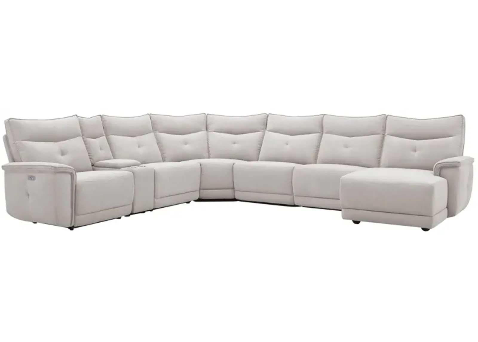 Graceland 7-pc. Sectional Sofa w/Power Headrests in Mist Gray by Bellanest