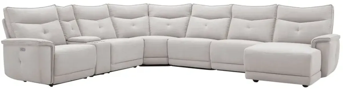 Graceland 7-pc. Sectional Sofa w/Power Headrests in Mist Gray by Bellanest