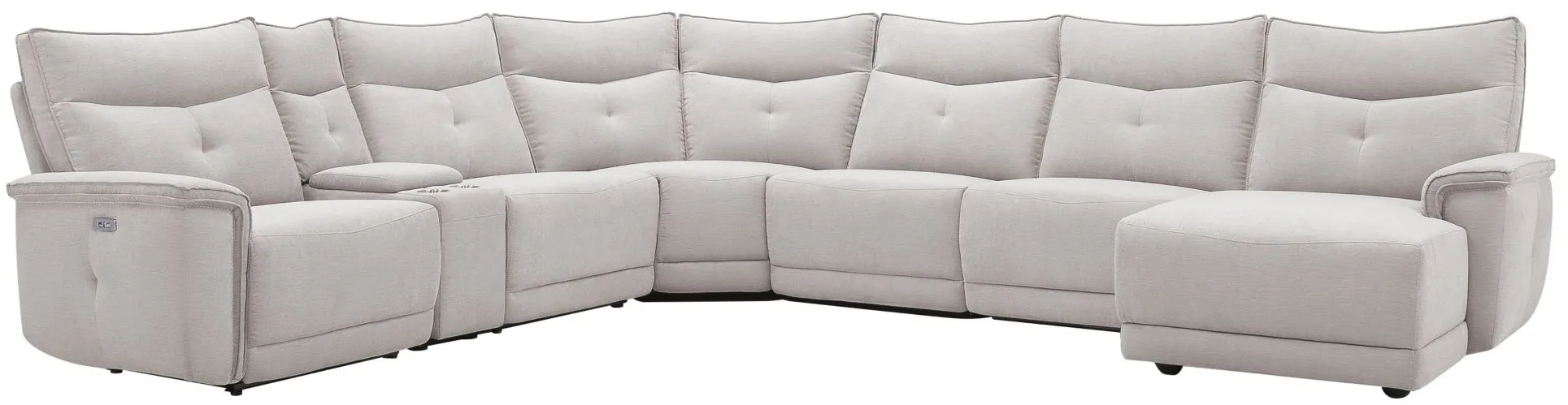 Graceland 7-pc. Sectional Sofa w/Power Headrest in Mist Gray by Bellanest