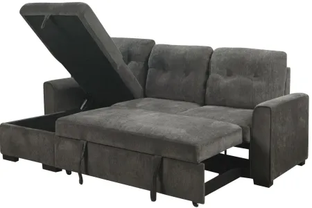 Divergent 2-pc Sectional Sleeper Sofa W/ Storage in Dark Gray by Homelegance
