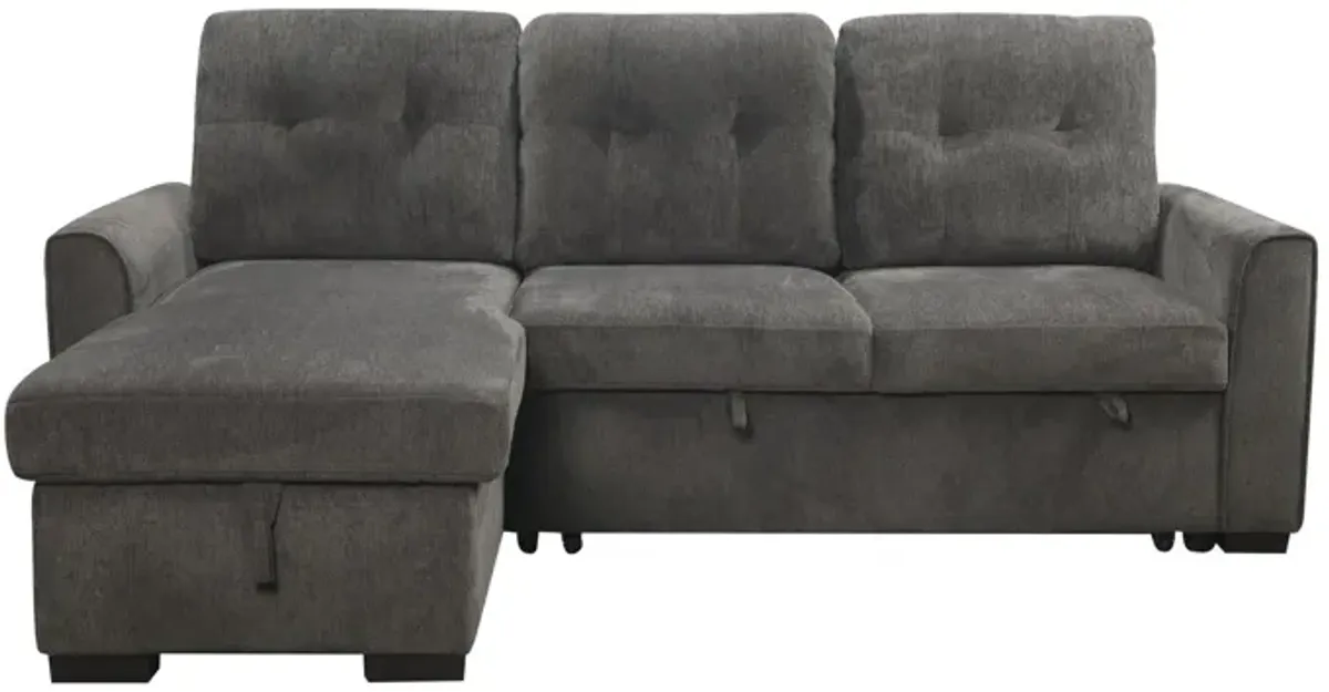 Divergent 2-pc. Sectional Sleeper Sofa W/ Storage in Dark Gray by Homelegance