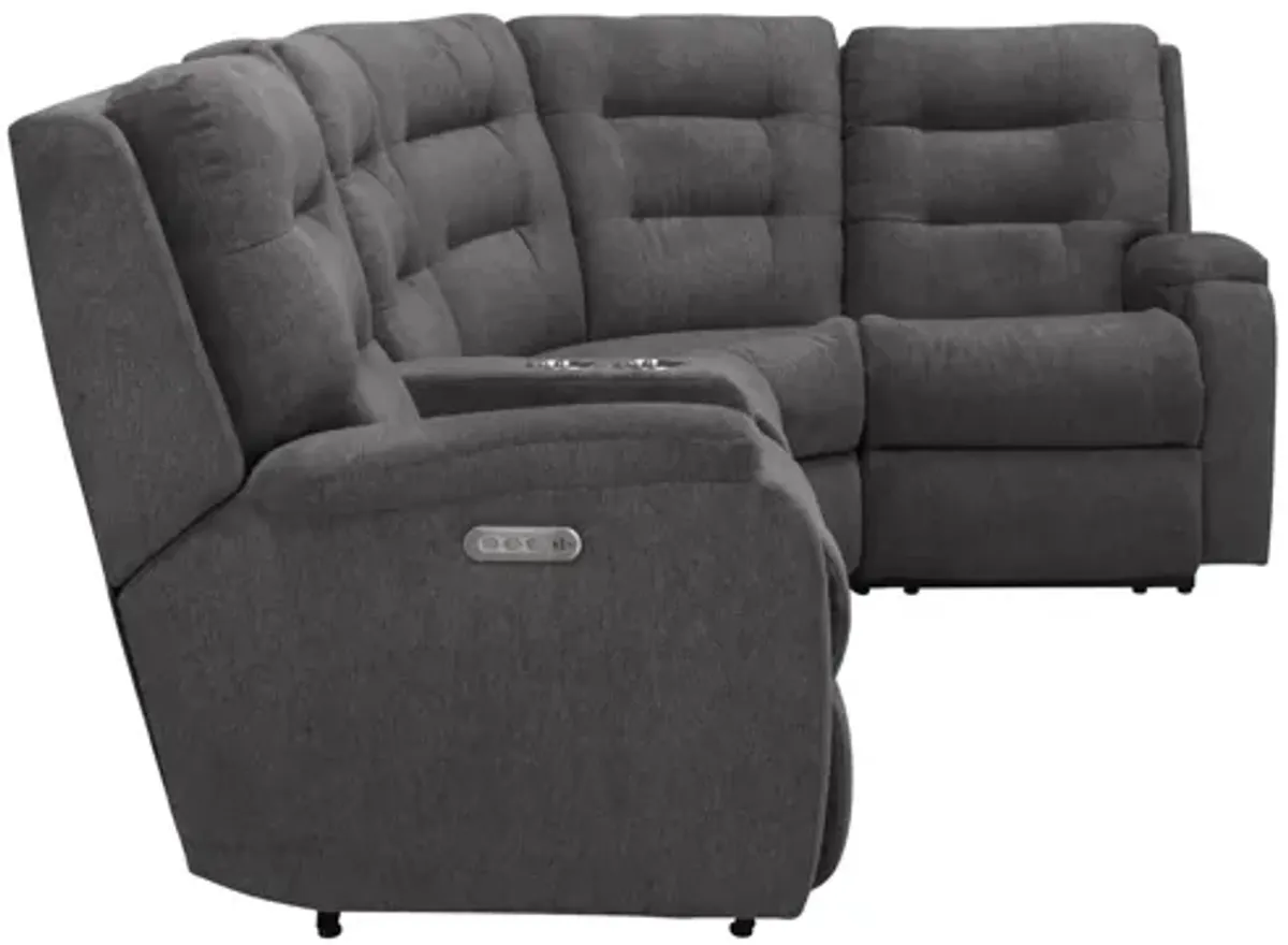 Halenbeck 5-pc. Triple Power Sectional in Gray by Flexsteel