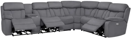 Connell 4-pc. Power-Reclining Sectional Sofa w/ Heat and Massage in Graphite by Bellanest