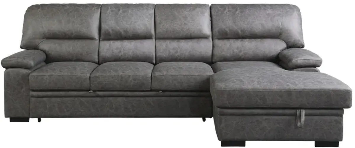 Mendon 2-pc. Sectional Sleeper Sofa W/ Storage in Dark Gray by Homelegance