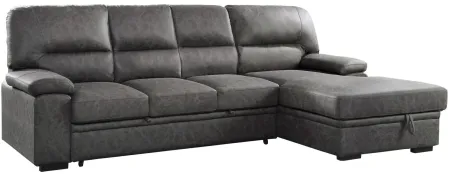 Mendon 2-pc. Sectional Sleeper Sofa w/ Storage in Dark Gray by Homelegance