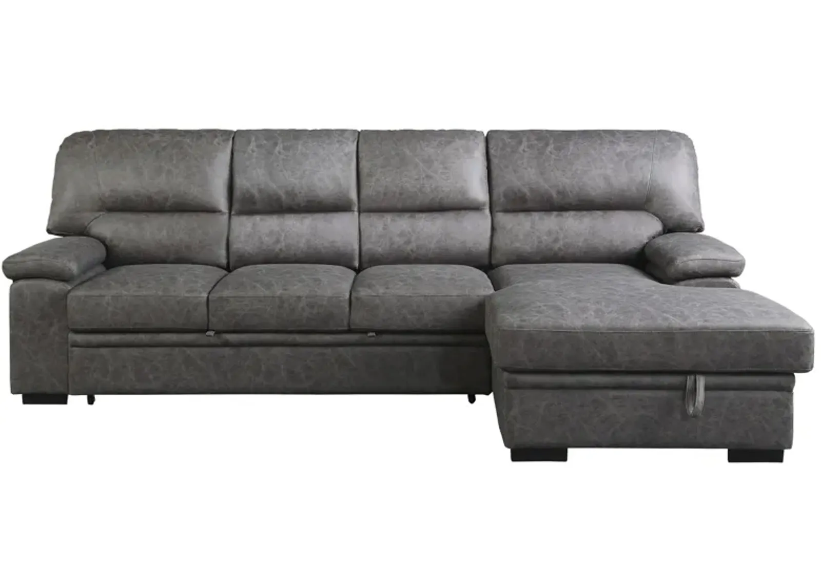 Mendon 2-pc. Sectional Sleeper Sofa W/ Storage in Dark Gray by Homelegance