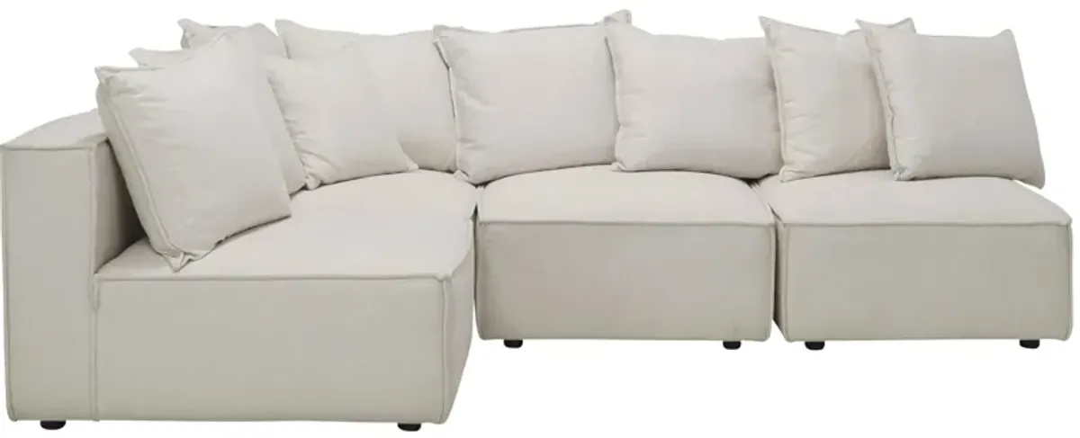 Loris Chenille 4-pc. Pit Sectional in White by Aria Designs