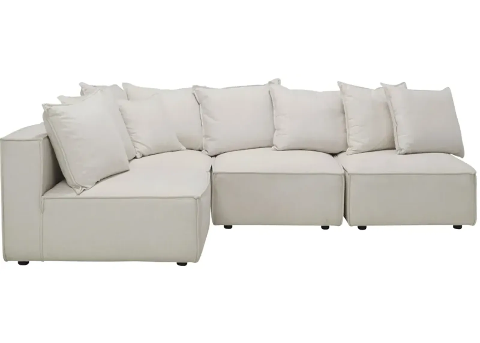 Loris Chenille 4-pc. Pit Sectional in White by Aria Designs