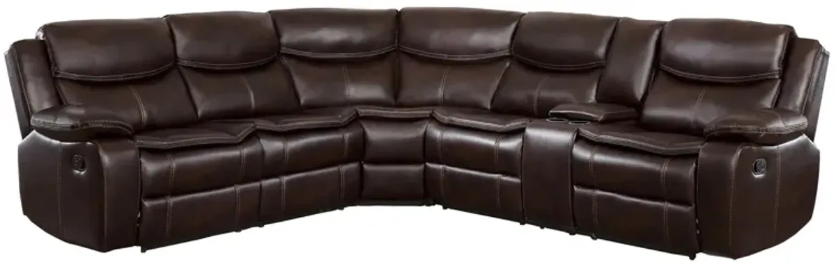 Arden 3-pc. Sectional Reclining Sofa in Brown Faux Leather by Homelegance