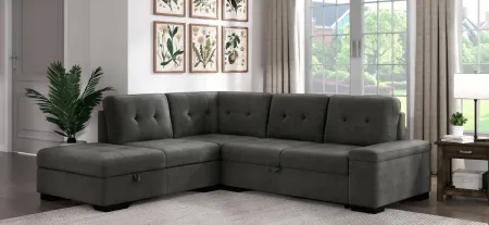 Antonio 2-pc. Left Hand Facing Sectional Sleeper Sofa with Chaise in Dark Gray by Homelegance