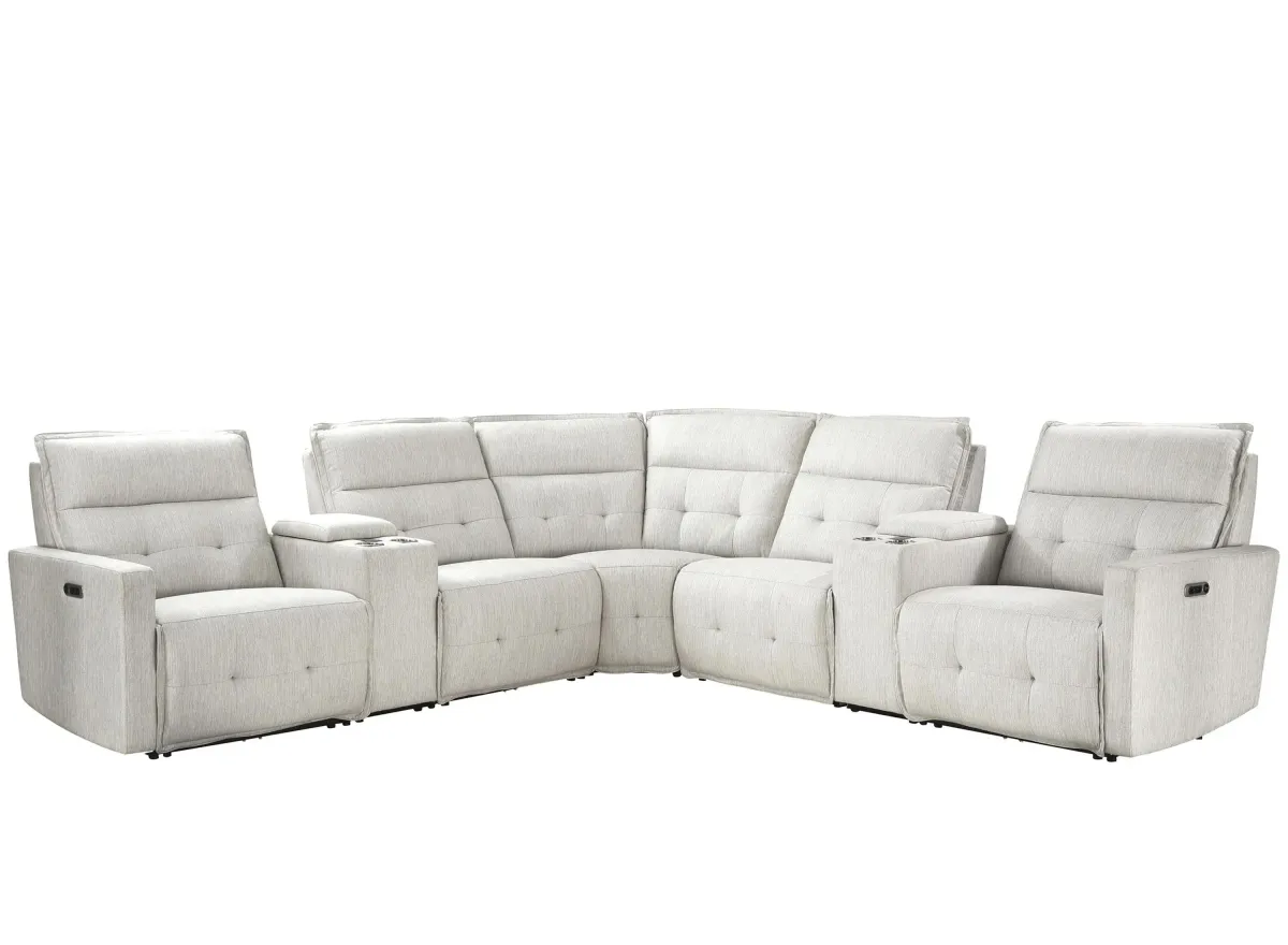 Fitch 7-pc. Power Reclining Sectional in White by Homelegance