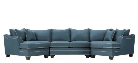 Foresthill 3-pc. Symmetrical Cuddler Sectional Sofa in Suede So Soft Indigo/Mineral by H.M. Richards