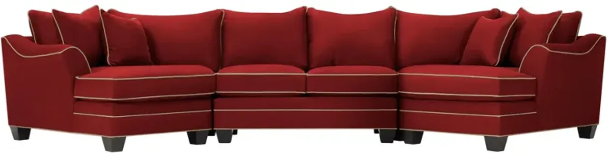 Foresthill 3-pc. Symmetrical Cuddler Sectional Sofa in Suede So Soft Cardinal/Mineral by H.M. Richards