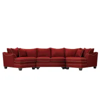 Foresthill 3-pc. Symmetrical Cuddler Sectional Sofa in Suede So Soft Cardinal/Mineral by H.M. Richards