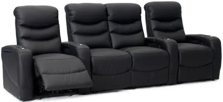 Majestic 4-pc. Leather Power-Reclining Sectional Sofa in Black by Bellanest