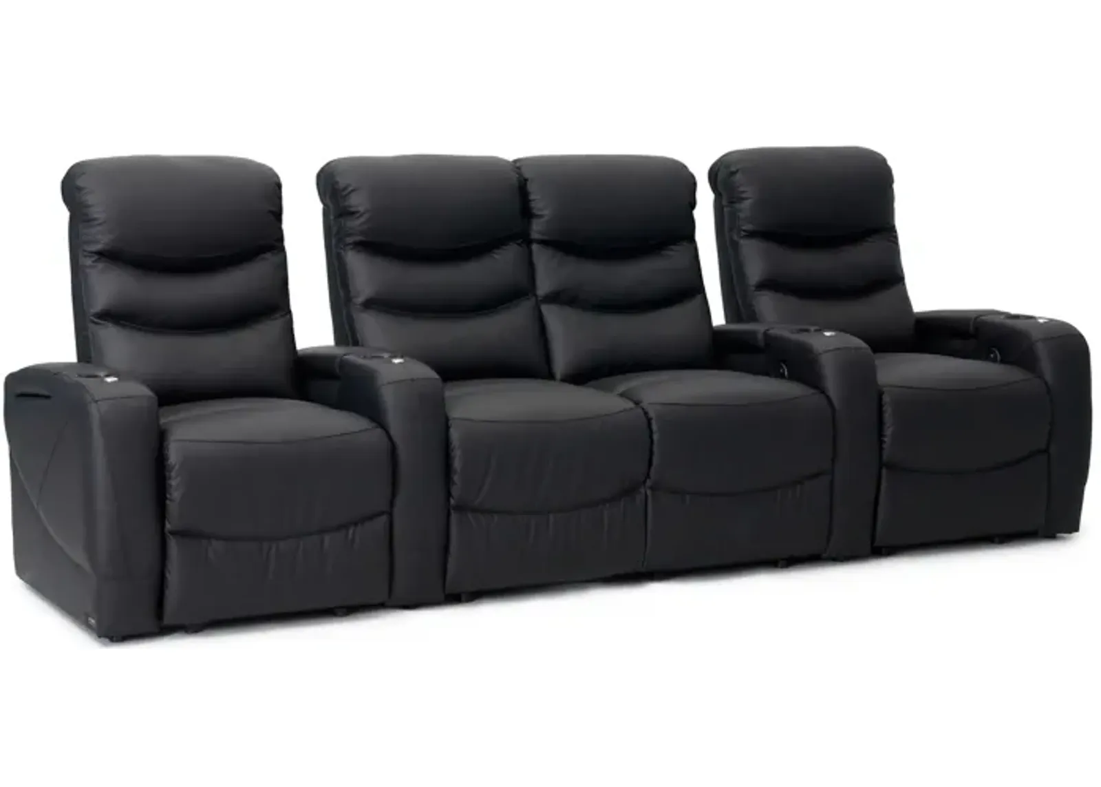 Majestic 4-pc. Leather Power-Reclining Sectional Sofa in Black by Bellanest