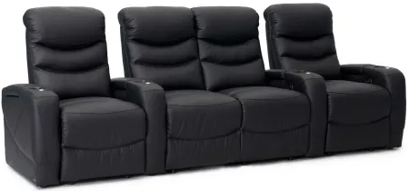 Majestic 4-pc. Leather Power-Reclining Sectional Sofa in Black by Bellanest