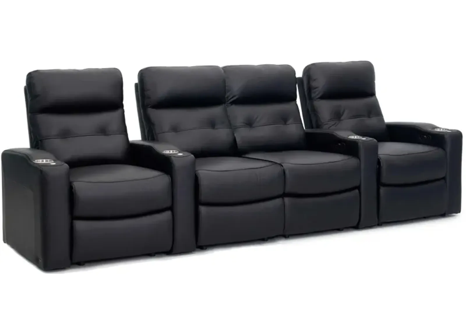 Century Leather 4-pc. Power-Reclining Sectional Sofa in Black by Bellanest