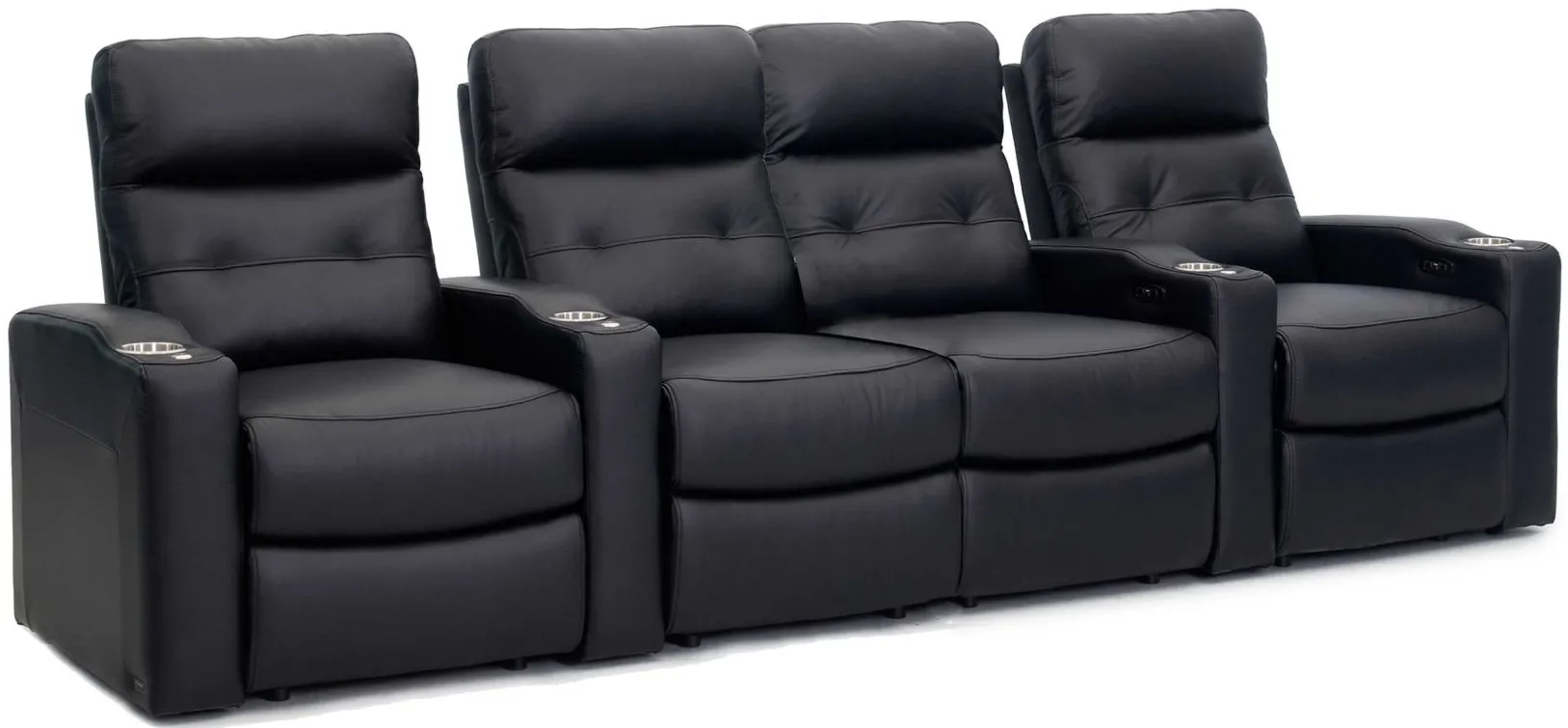 Century Leather 4-pc. Power-Reclining Sectional Sofa in Black by Bellanest