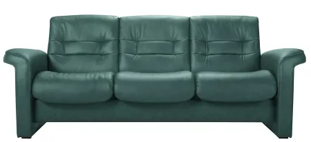 Stressless Sapphire Leather Reclining Low-Back Sofa in Paloma Aqua Green by Stressless
