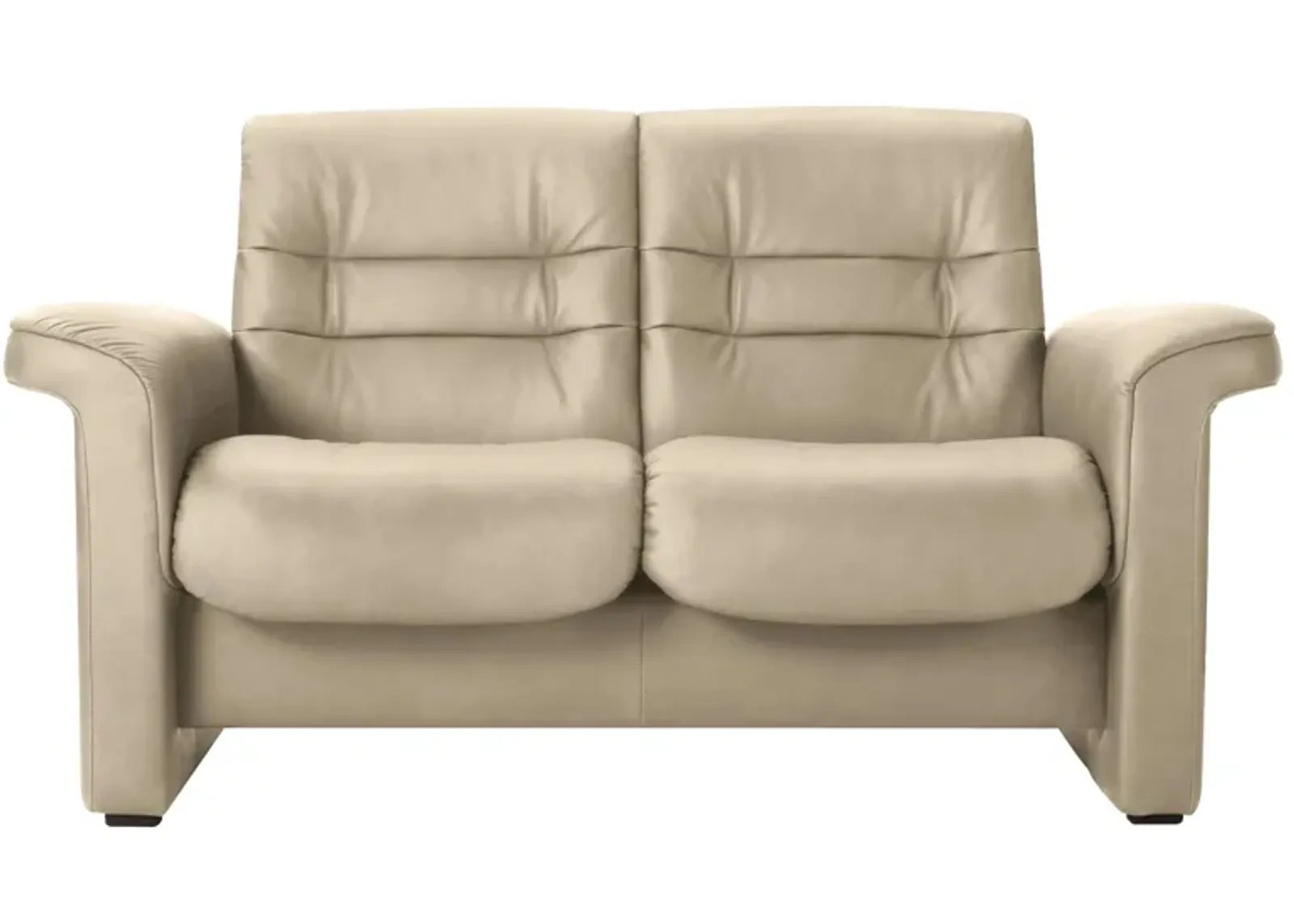 Stressless Sapphire Leather Reclining Low-Back Loveseat in Paloma Light Grey by Stressless