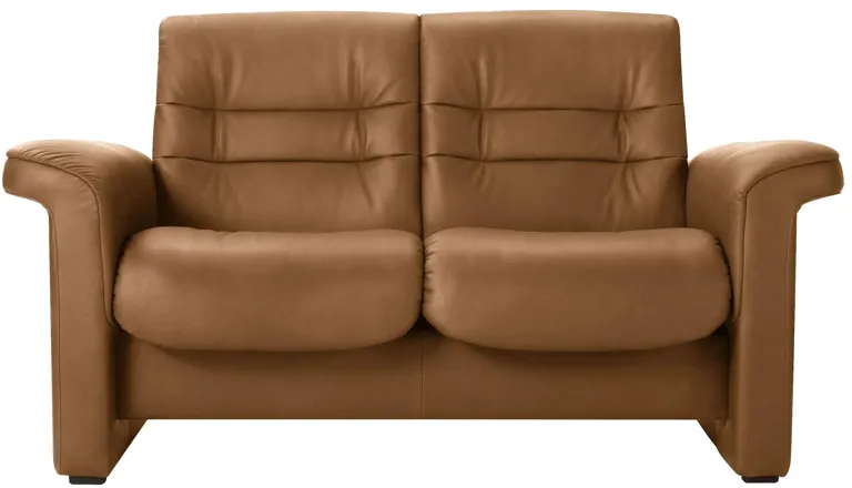 Stressless Sapphire Leather Reclining Low-Back Loveseat in Paloma Taupe by Stressless