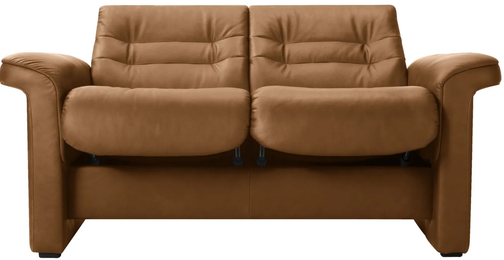 Stressless Sapphire Leather Reclining Low-Back Loveseat in Paloma Taupe by Stressless