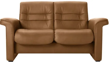 Stressless Sapphire Leather Reclining Low-Back Loveseat in Paloma Taupe by Stressless
