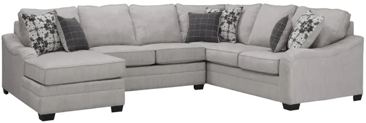 Caid 3-pc. Chenille Sectional in Gray by Flair