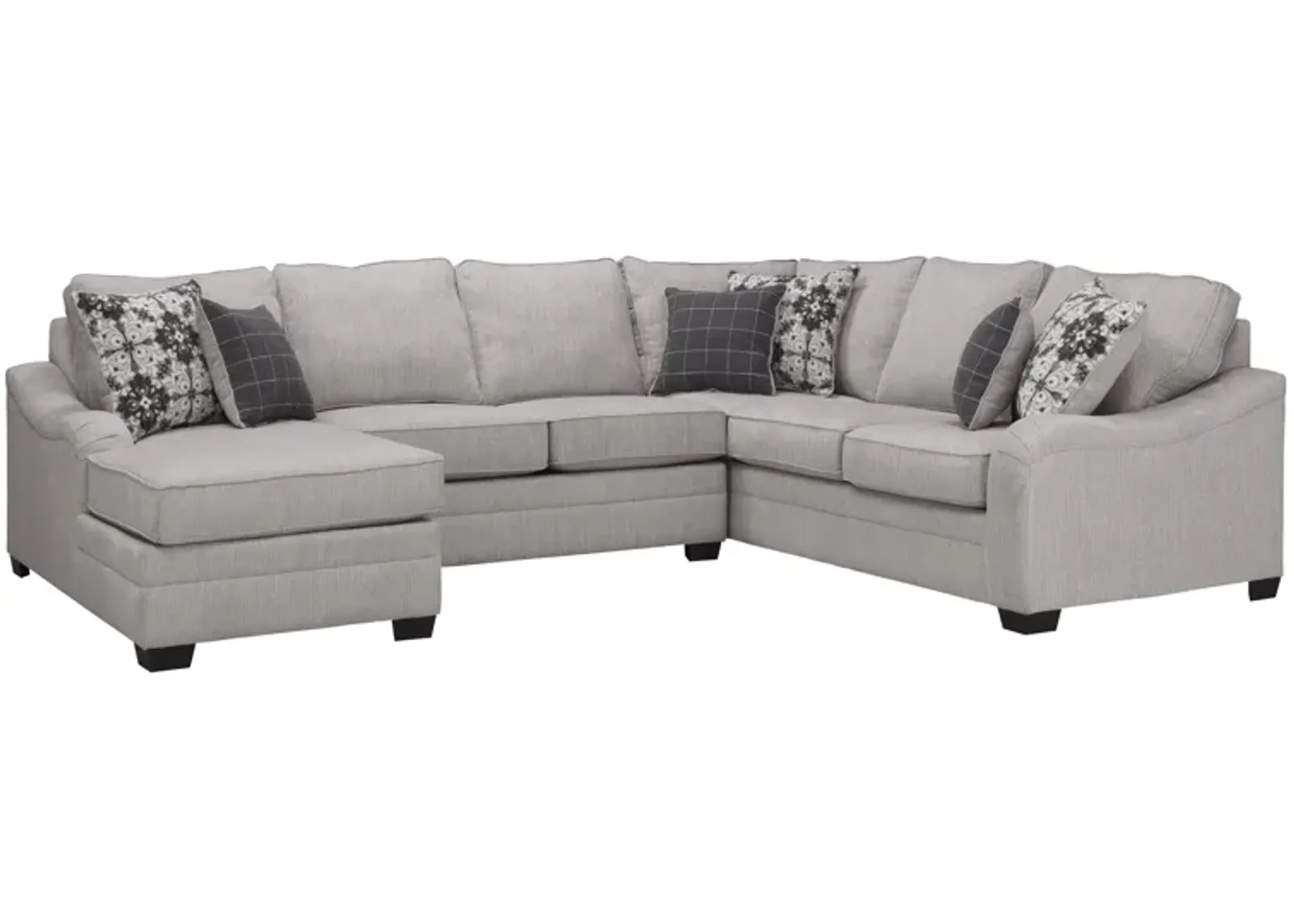 Caid 3-pc. Chenille Sectional in Gray by Flair