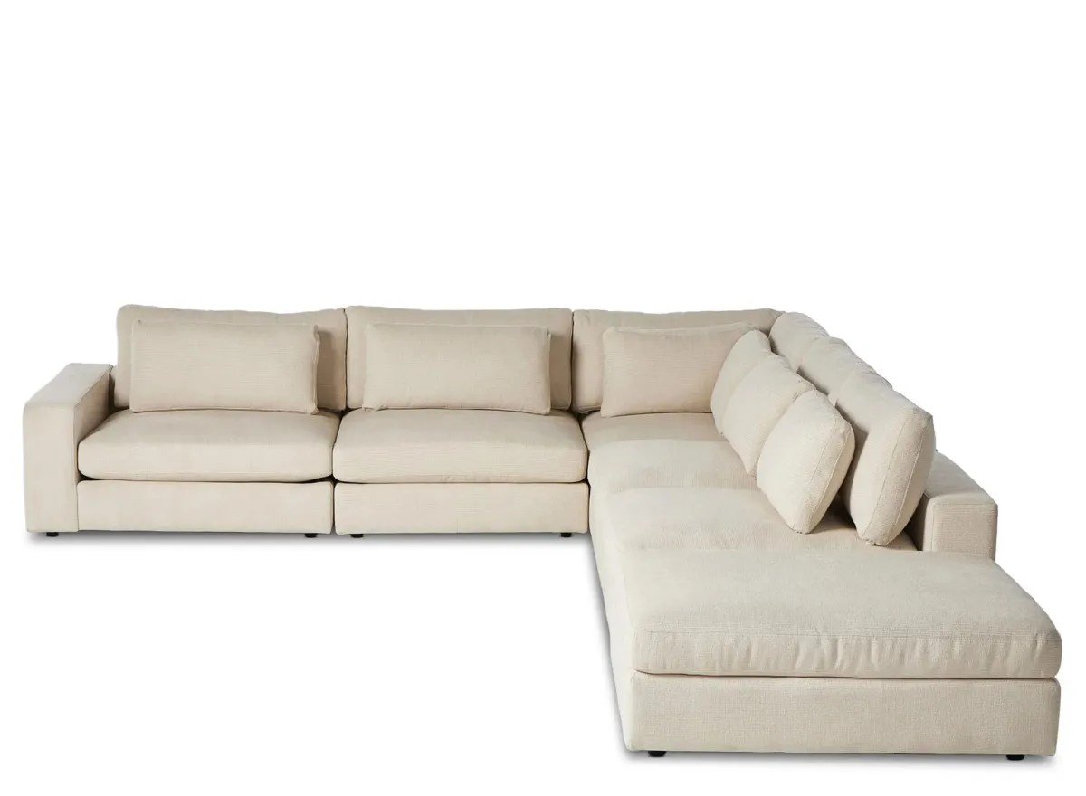 Bloor 6-pc. Left Arm Facing Sectional W/ Ottoman in Clairmont Sand by Four Hands