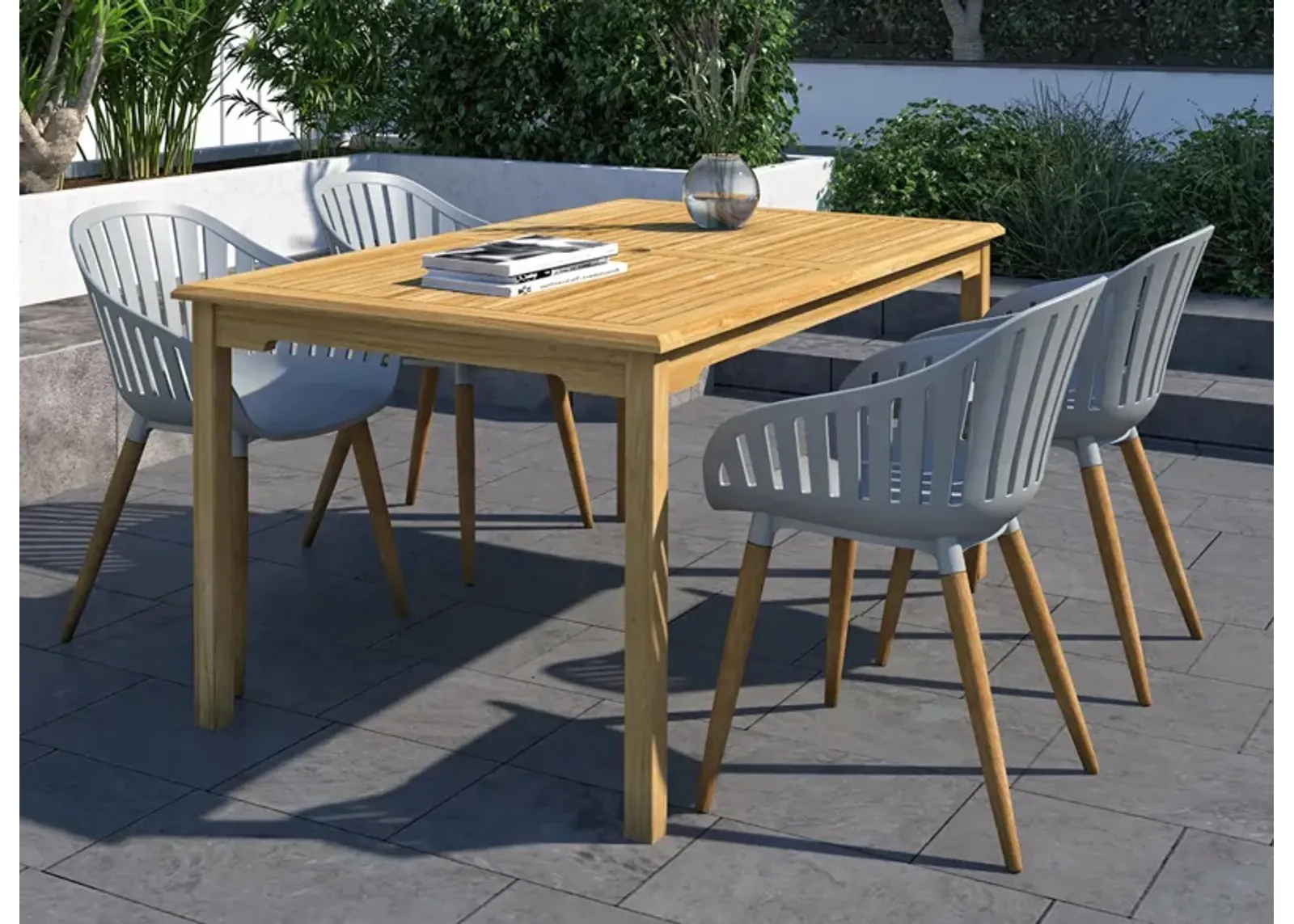 Amazonia Outdoor 5-pc. Rectangular Patio Dining Table Set in Brown by International Home Miami