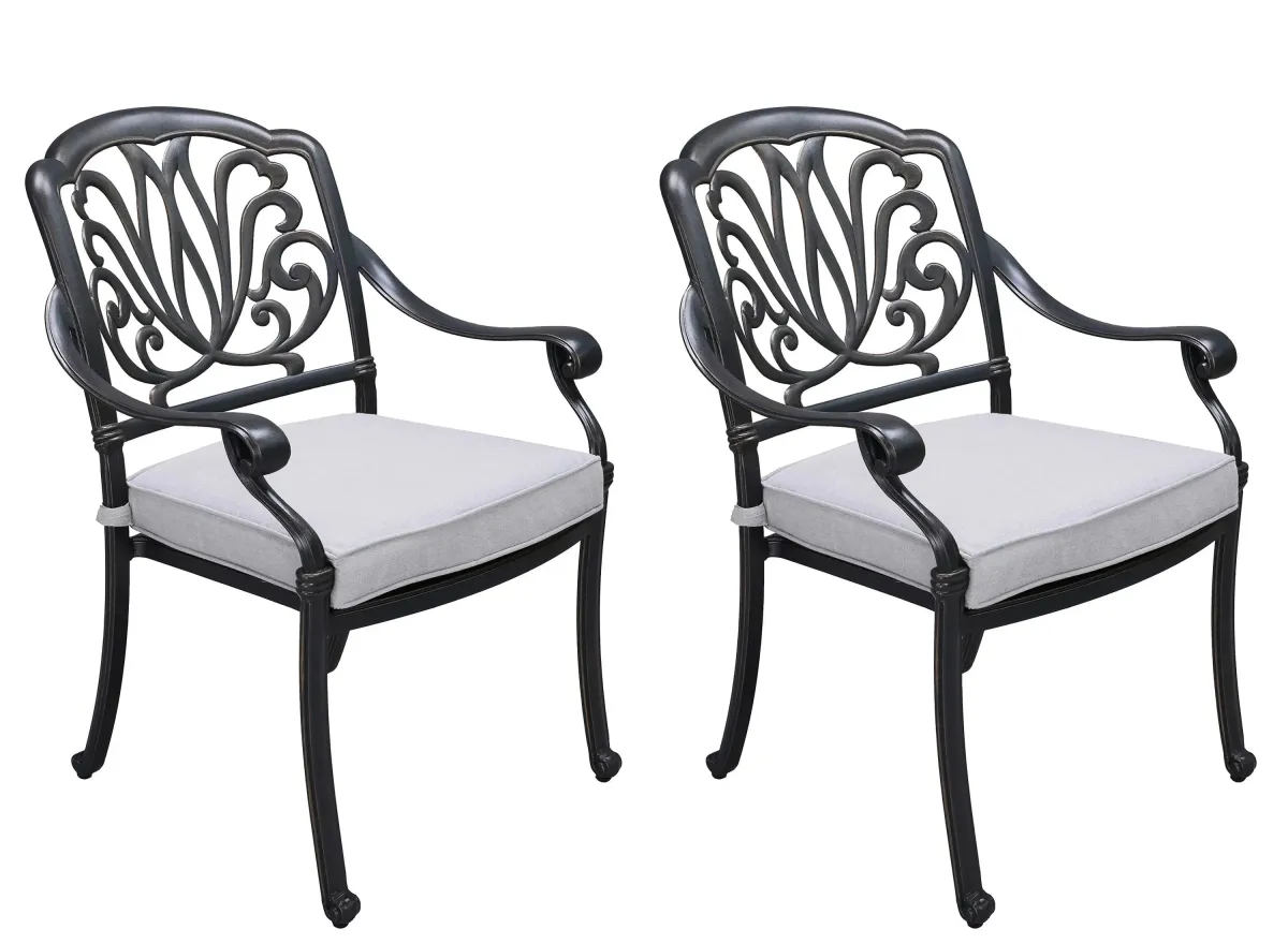 Geneva Outdoor Arm Chair, Set of 2 in Cast Silver by Bellanest