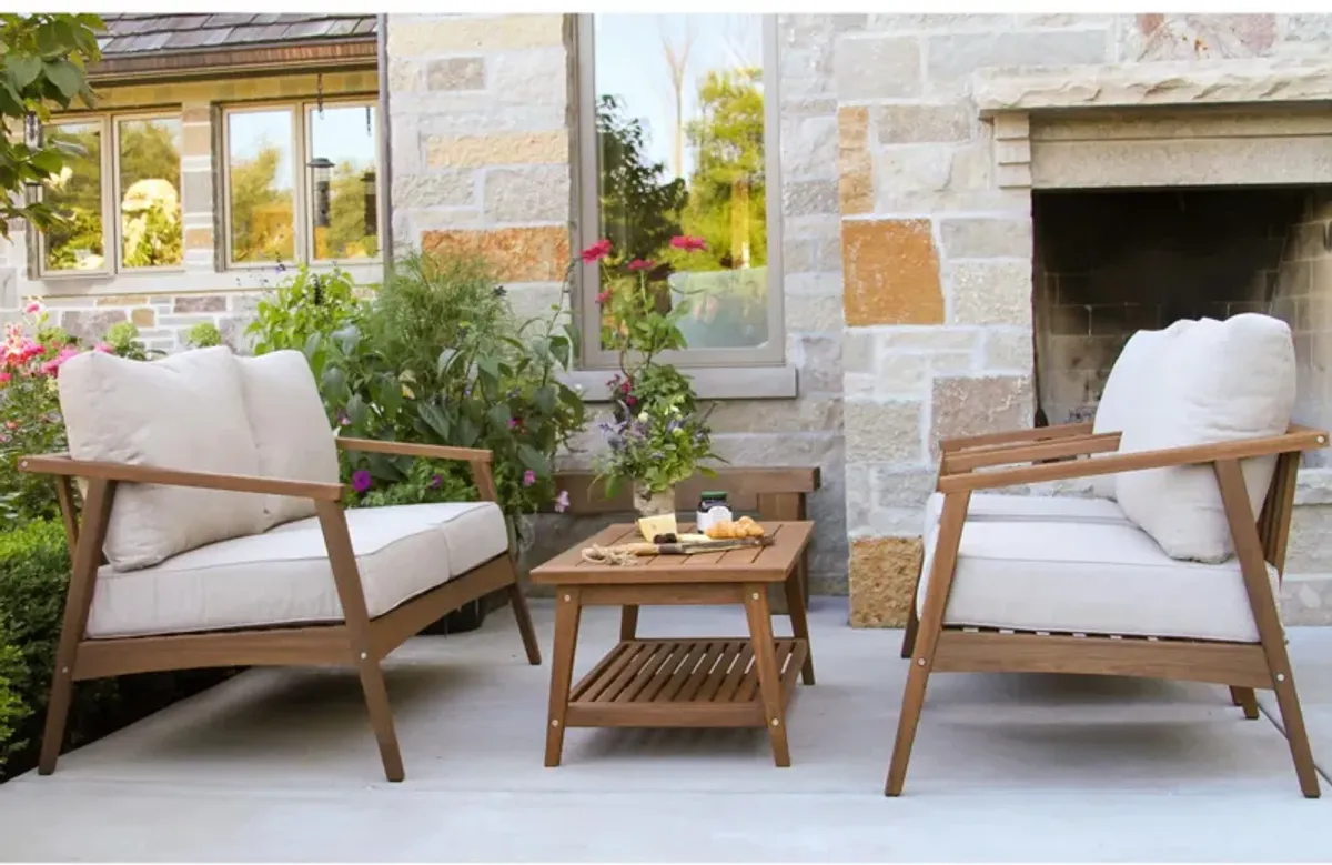 Monterey Eucalyptus 4-pc. Outdoor Seating Set in White/Ash Gray by Outdoor Interiors