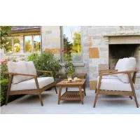 Monterey Eucalyptus 4-pc. Outdoor Seating Set in White/Ash Gray by Outdoor Interiors