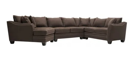Foresthill 4-pc. Left Hand Cuddler with Loveseat Sectional Sofa in Suede So Soft Chocolate by H.M. Richards