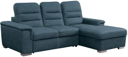 Woodland 2-pc Sectional Sleeper Sofa W/ Storage in Blue by Homelegance