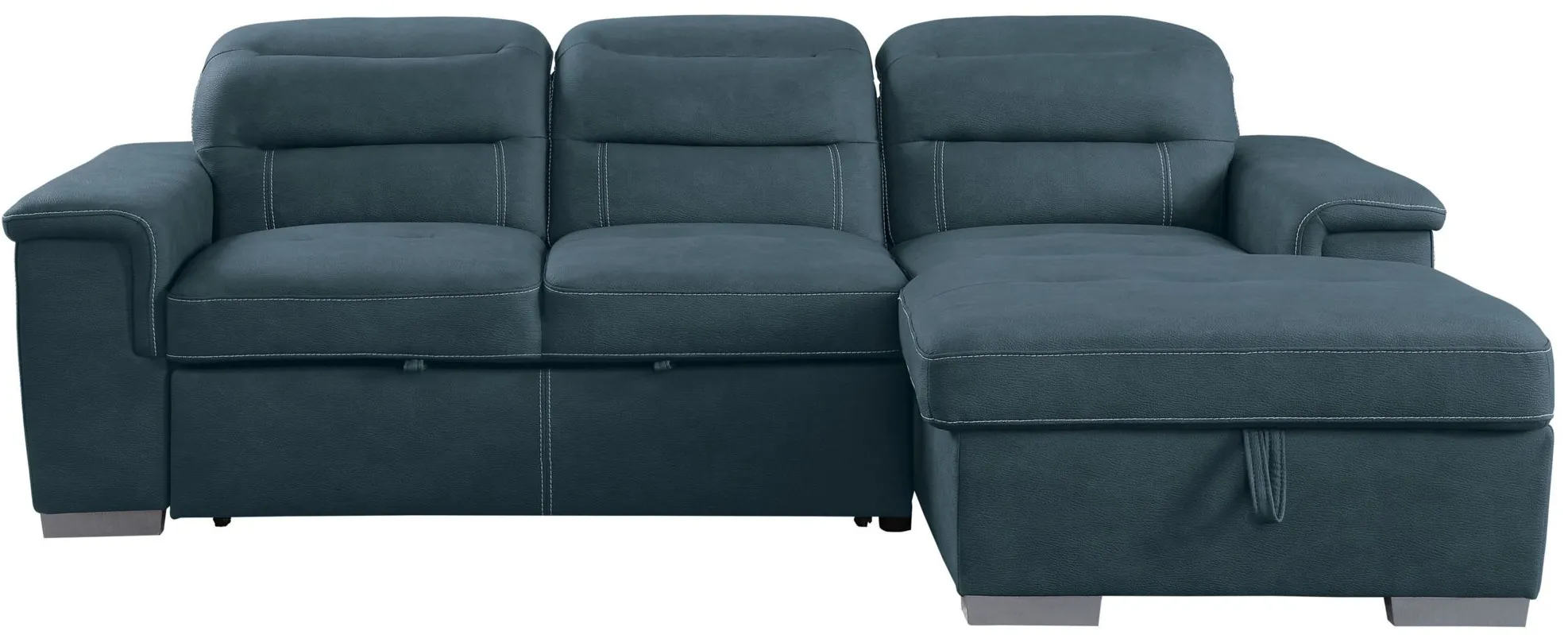 Woodland 2-pc. Sectional Sleeper Sofa w/ Storage in Blue by Homelegance