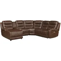 6-pc. Modular Power Reclining Sectional Sofa w/ Chaise in Brown by Homelegance