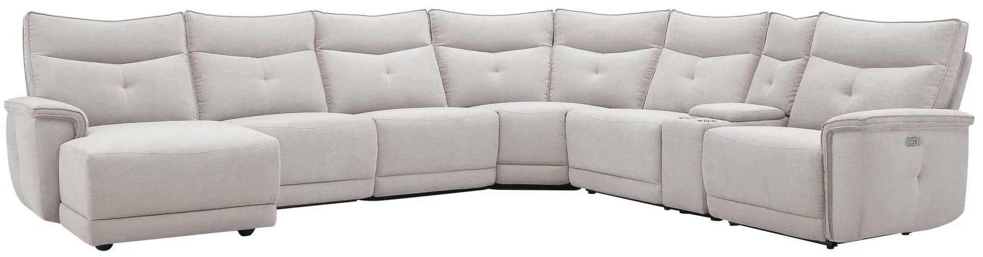 Graceland 7pc. Sectional Sofa w/Power Headrests in Mist Gray by Bellanest by Raymour & Flanigan