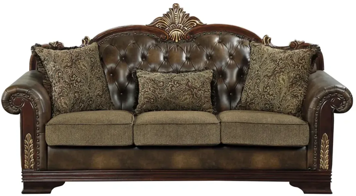 Quigley Sofa in Brown with Gold Accents by Homelegance