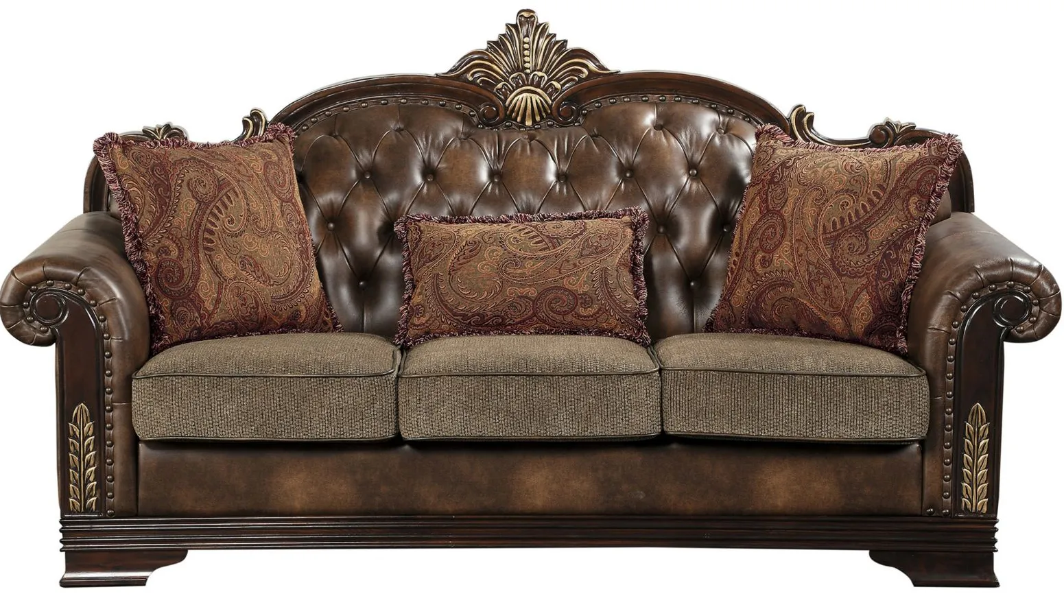 Quigley Sofa in Brown with Gold Accents by Homelegance
