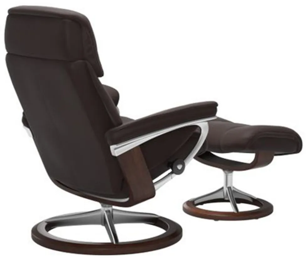 Stressless Ruby Large Signature Leather Reclining Chair and Ottoman