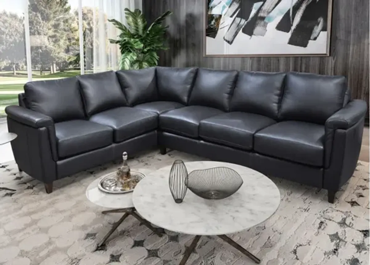 Ellis 2-pc. Sectional Sofa in Denver Black by Omnia Leather