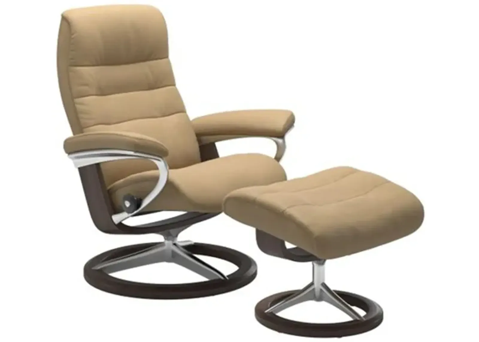 Stressless Opal Large Signature Reclining Chair and Ottoman in Paloma Sand/Wenge by Stressless