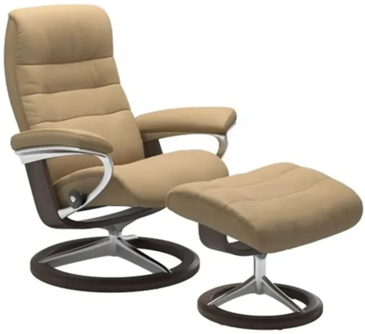 Stressless Opal Large Signature Reclining Chair and Ottoman in Paloma Sand/Wenge by Stressless