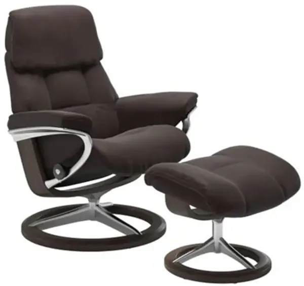 Stressless Ruby Large Signature Leather Reclining Chair and Ottoman