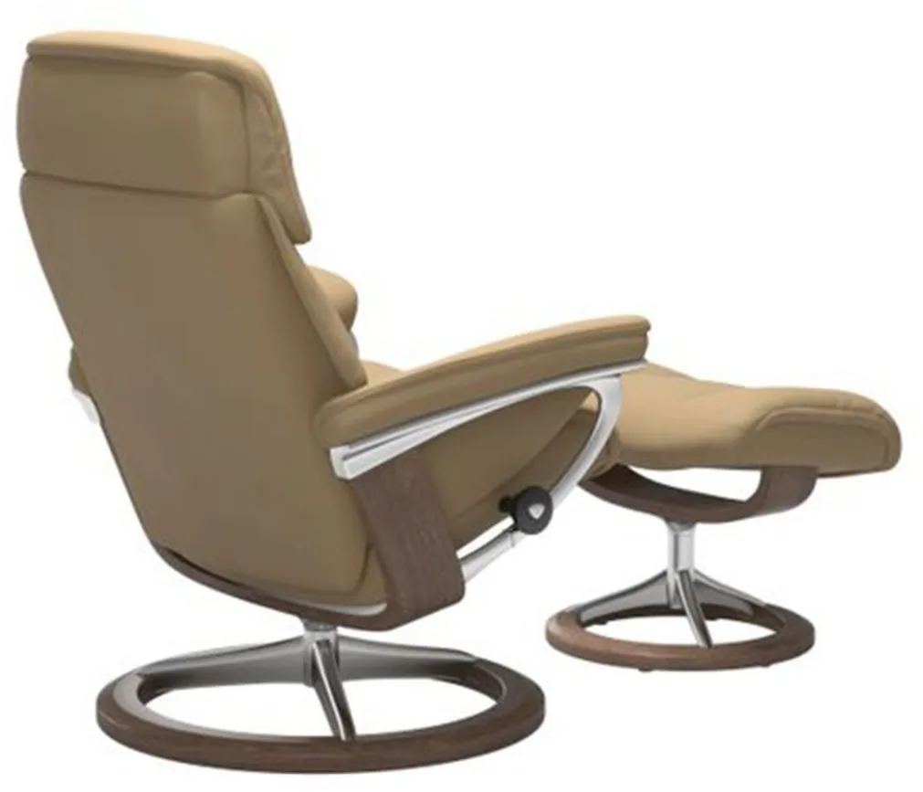 Stressless Ruby Large Signature Leather Reclining Chair and Ottoman