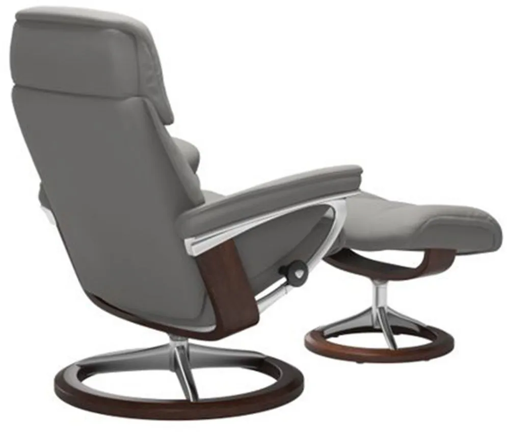 Stressless Ruby Large Signature Leather Reclining Chair and Ottoman